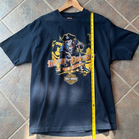 Harley Davidson T Shirt XL St. Kitts Blackbeards Revenge Biker Pirate Flames - Picture 6 of 9